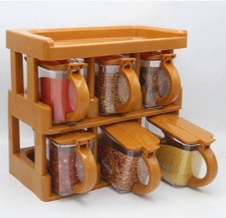 Master Chef Spice Rack, 2 Tier Kitchen Spice Jar, Multifunctional Seasoning Condiment Spice Rack, Portable Kitchen Seasoning Jar, Home Masala Box Spice Jar, Spice Rack With 6 Spice Jars Master Chef Spice Rack, 2 Tier Kitchen Spice Jar, Multifunctional Seasoning Condiment Spice Rack, Portable Kitchen Seasoning Jar, Home Masala Box Spice Jar, Spice Rack With 6 Spice Jars